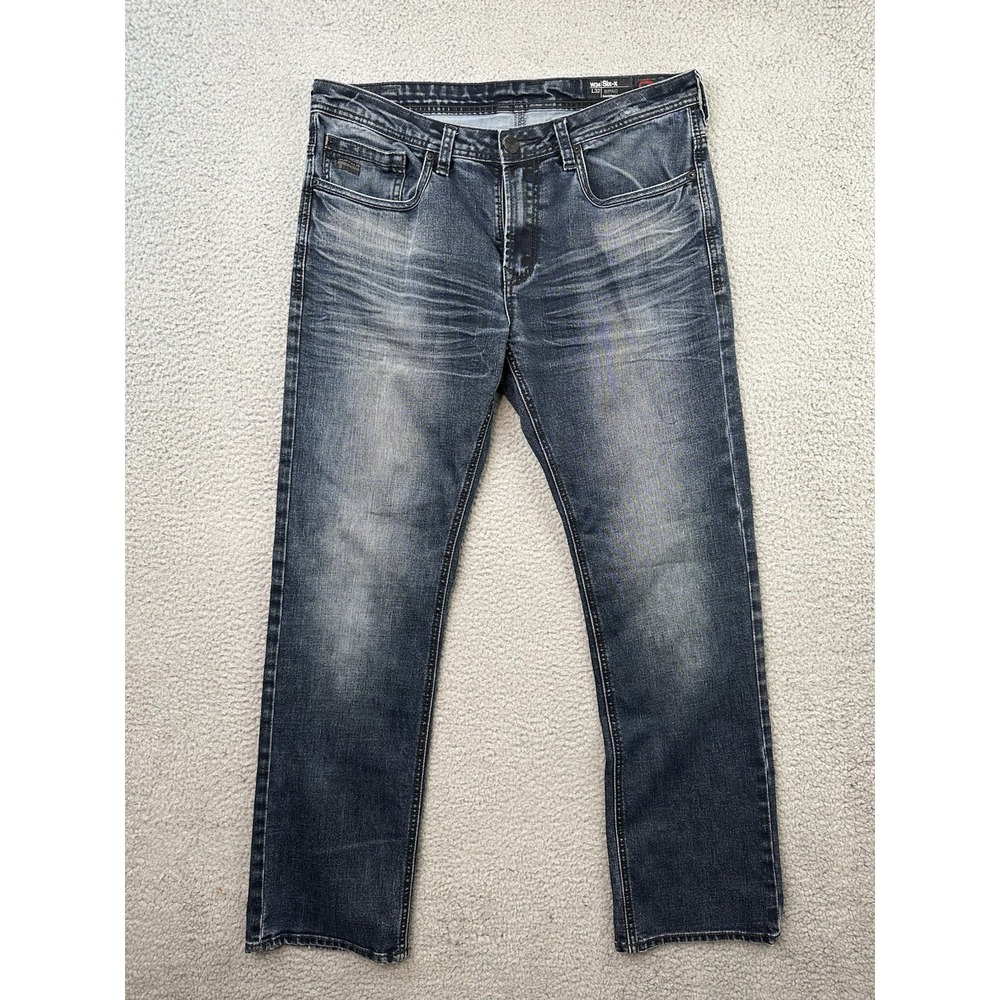 Buffalo David Bitton Six-X Jeans Mens 34 (35) x32 Blue Slim Straight Stretch
